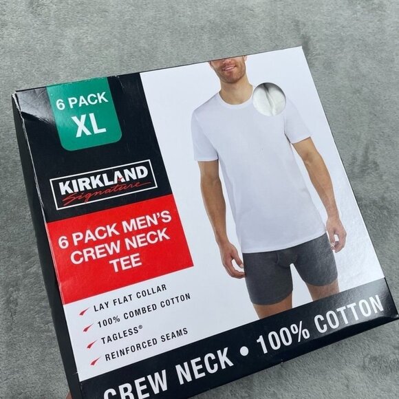 Kirkland Signature Mens XL Crew Neck Tee 6-Pack 100% Cotton a1413 - Picture 1 of 5